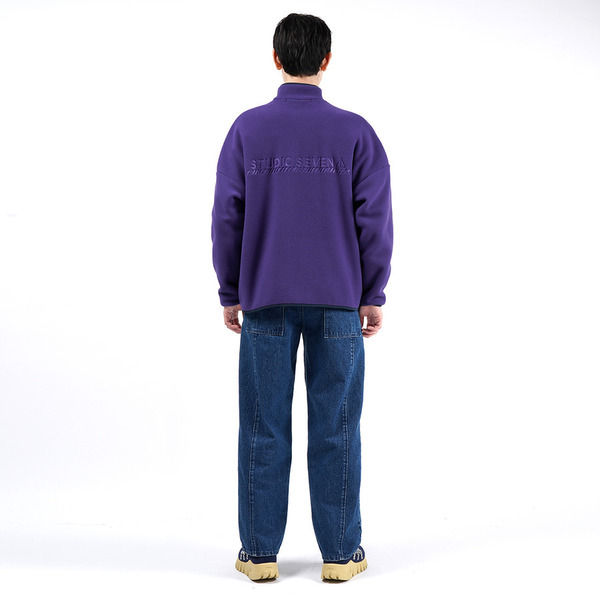 Stand Collar Full Zip Fleece Jacket 詳細画像 Purple 14