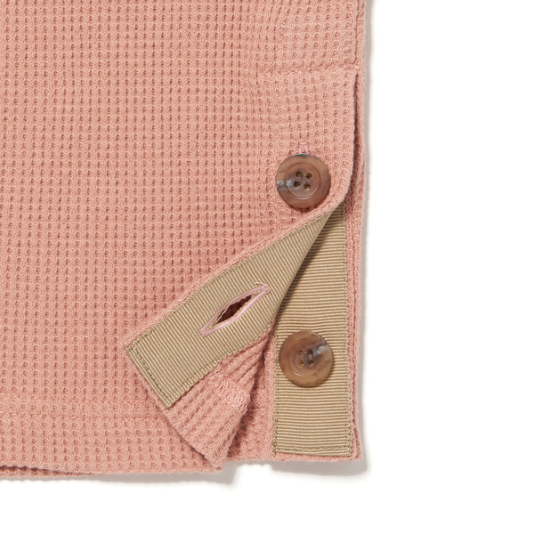 Side Button Waffle LS Tee 詳細画像 Salmon Pink 7