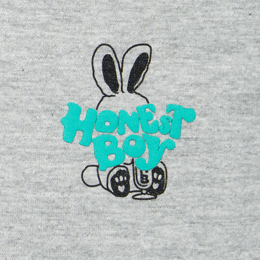 HONESTBOY Logo Rabbit Raglan Sleeve Tee 詳細画像 H.Grey 2