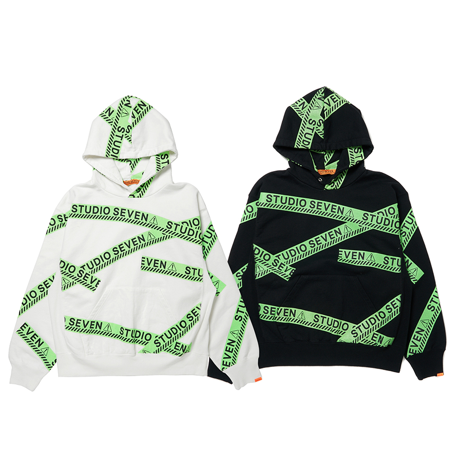 Full Green Caution Hoodie | STUDIO SEVEN (スタジオ セブン)