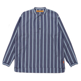 Mao Collar Long Tail Stripe Shirt