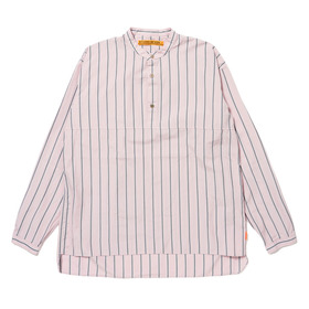 Mao Collar Long Tail Stripe Shirt