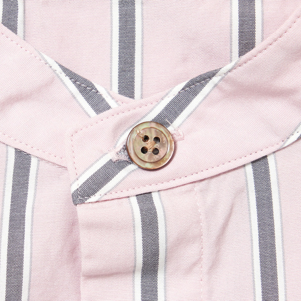 Mao Collar Long Tail Stripe Shirt 詳細画像 Pink 3