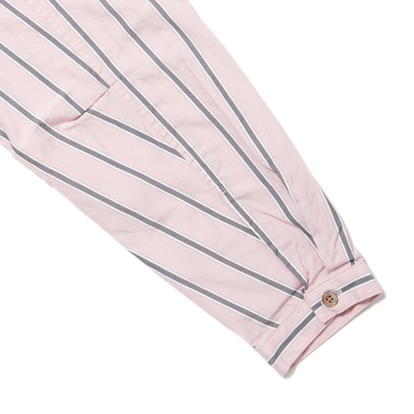 Mao Collar Long Tail Stripe Shirt 詳細画像 Pink 4