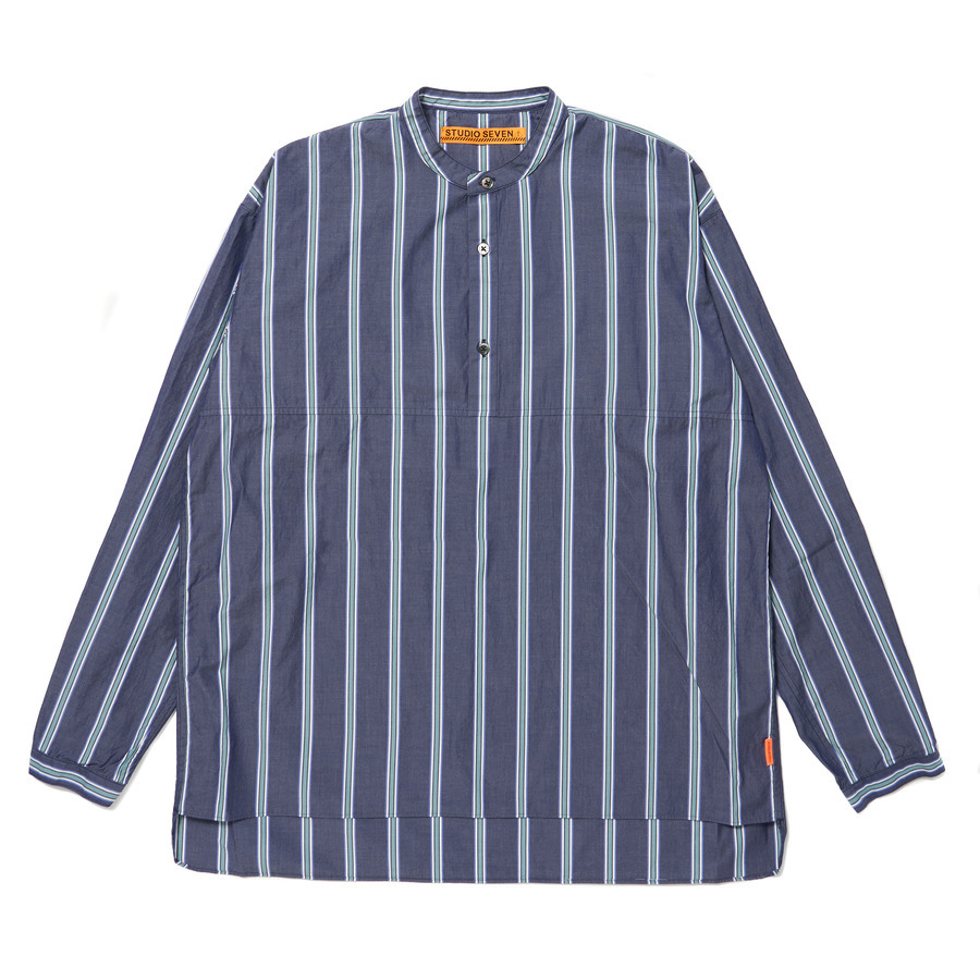 Mao Collar Long Tail Stripe Shirt | STUDIO SEVEN (スタジオ セブン)