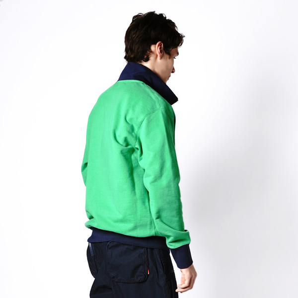 Standcollar Zip Bicolor Sweat Jacket 詳細画像 Green 11