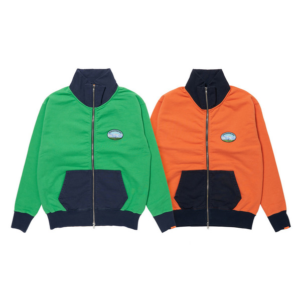 Standcollar Zip Bicolor Sweat Jacket 詳細画像 Green 7