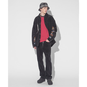 Border Switching Corduroy Shirt Jacket 詳細画像