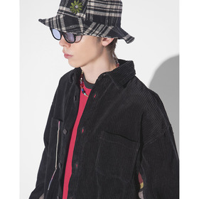 Border Switching Corduroy Shirt Jacket 詳細画像