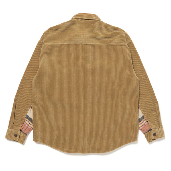 Border Switching Corduroy Shirt Jacket 詳細画像 Black 10