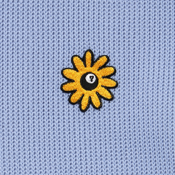 Flower Wappen Switching Pullover Knit Sweater 詳細画像 Grey 2