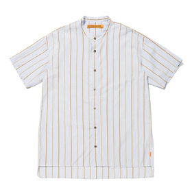 Mao Collar Long Tail Stripe SS Shirt