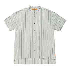 Mao Collar Long Tail Stripe SS Shirt