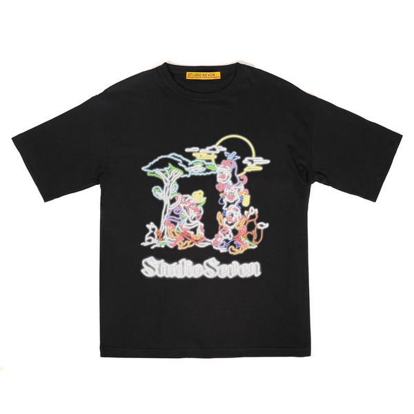 Seven Animals Neon Printed SS Tee 詳細画像 Black 3