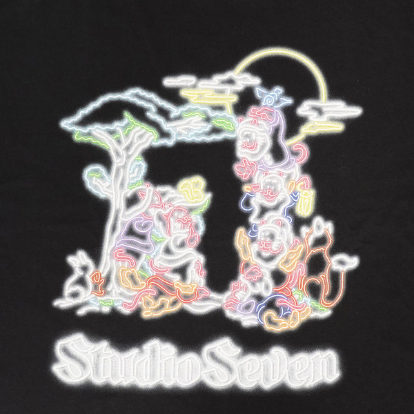 Seven Animals Neon Printed SS Tee 詳細画像 Black 5
