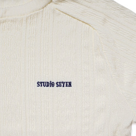 STUDIO SEVEN EMB Cable Knit Crew Sweat 詳細画像