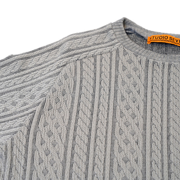 STUDIO SEVEN EMB Cable Knit Crew Sweat 詳細画像 O.White 1