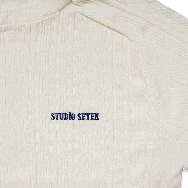 STUDIO SEVEN EMB Cable Knit Crew Sweat 詳細画像 O.White 2