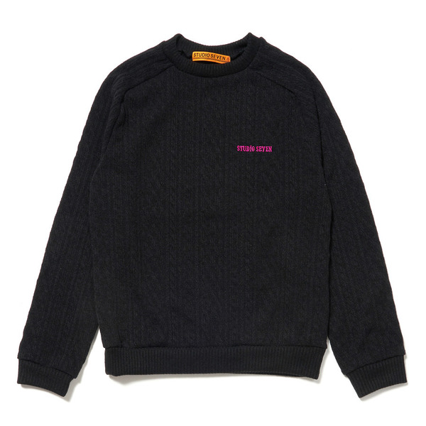 STUDIO SEVEN EMB Cable Knit Crew Sweat 詳細画像 Black 1