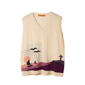 Sunset Graphics Intarsia Knit Vest