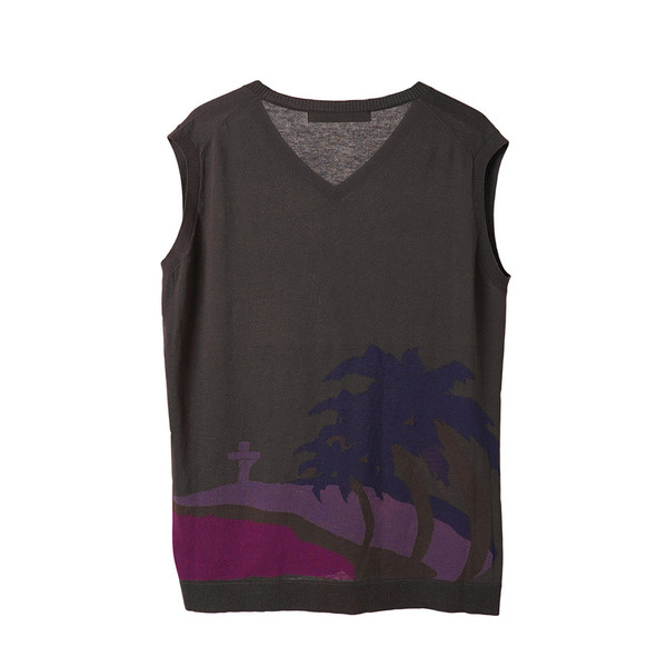 Sunset Graphics Intarsia Knit Vest 詳細画像 Beige 2