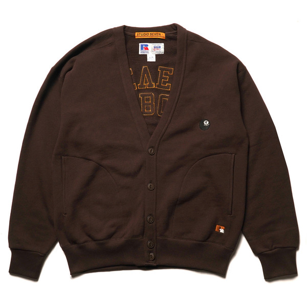 Russell Athletic Χ STUDIO SEVEN EMB Sweat Cardigan 詳細画像 Brown 1