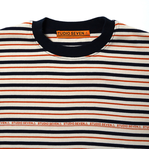 Stretch Fraise Border LS Tee 詳細画像 Navy 1