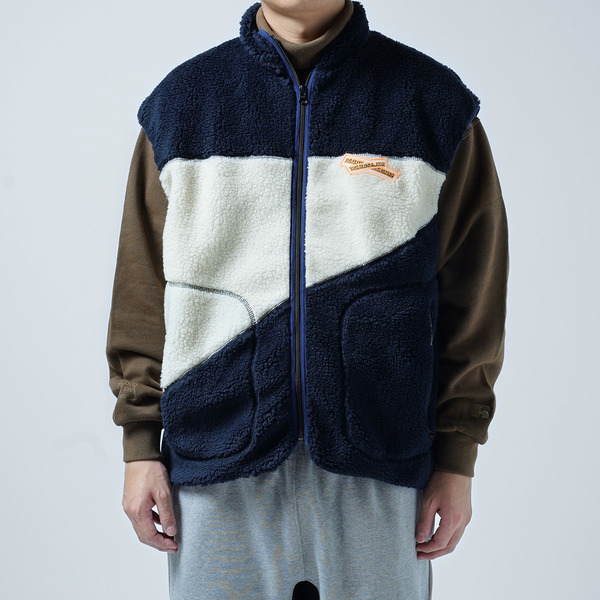 Boa Panel Design Zip Vest 詳細画像 Navy 6