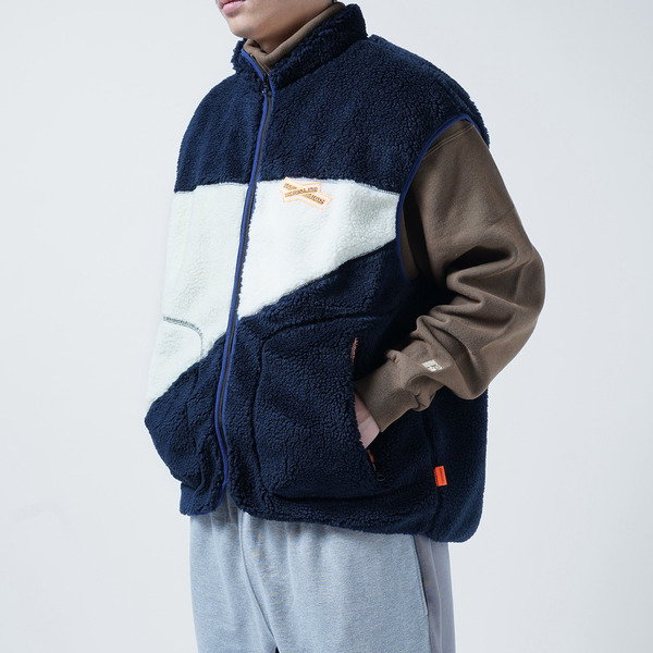 Boa Panel Design Zip Vest 詳細画像 Navy 7