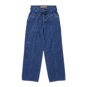 Belted Panel Denim Pants