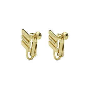 Caution Logo Clip Earrings GLD