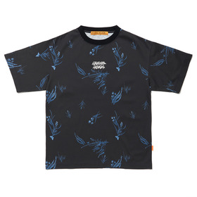 Botanical Print SS Black Tee