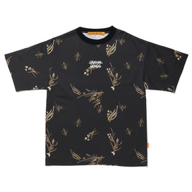 Botanical Print SS Black Tee