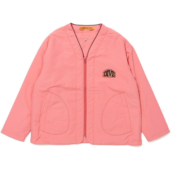Padded Zip V-neck Coverall 詳細画像 Pink 1