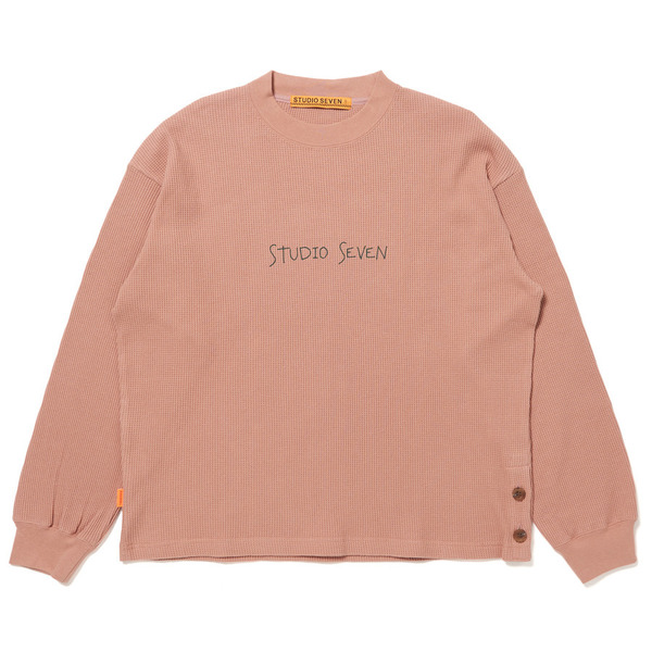 Side Button Waffle LS Tee 詳細画像 Salmon Pink 1