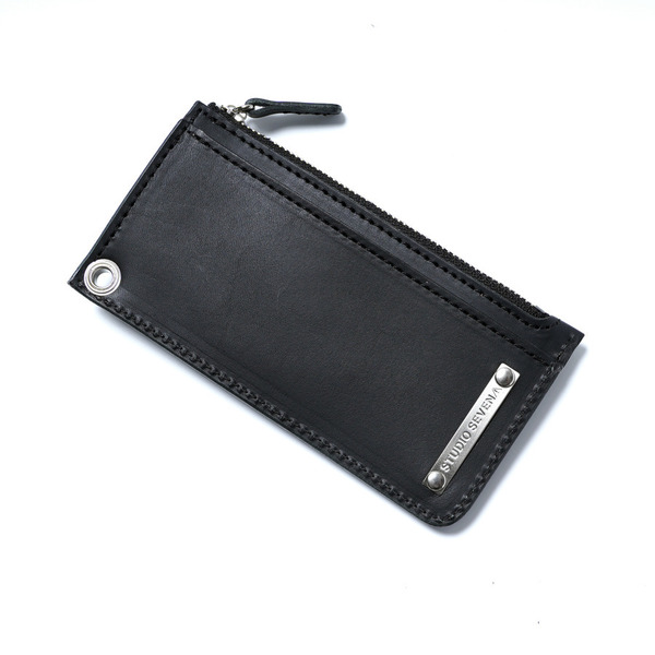 Logo Plate Leather Card-case Coin Wallet 詳細画像 Black 3