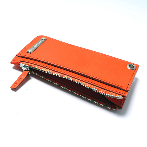 Logo Plate Leather Card-case Coin Wallet 詳細画像 Orange 6