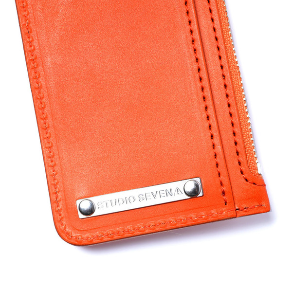 Logo Plate Leather Card-case Coin Wallet 詳細画像 Orange 7