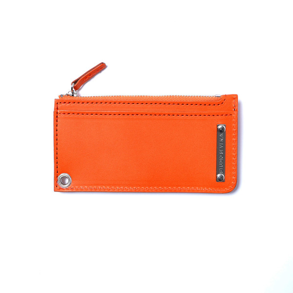 Logo Plate Leather Card-case Coin Wallet 詳細画像 Orange 1
