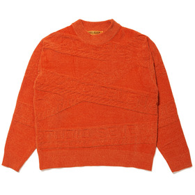 Chenille Caution Logo Mock Neck Knit